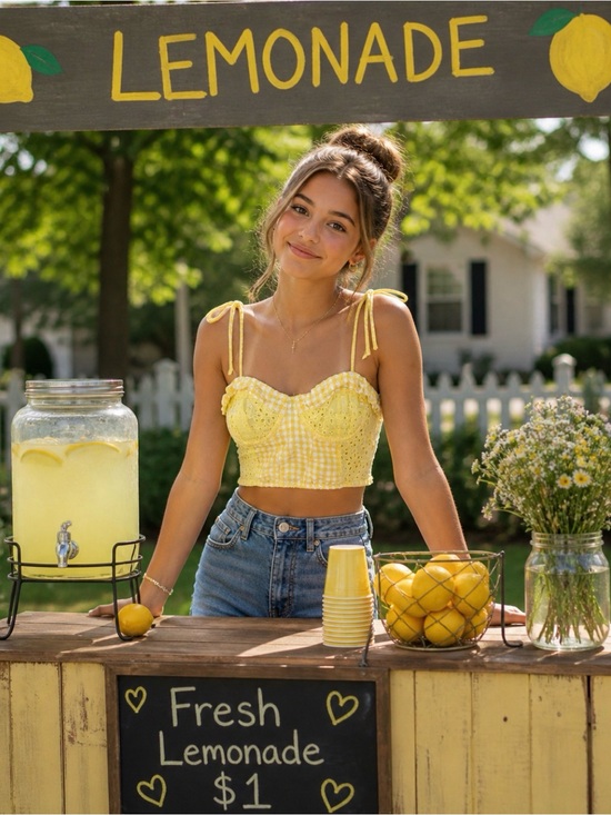 Urban Outfitters Tops - Urban Outfitters Yellow Gingham Tie-Shoulder Crop Camisole